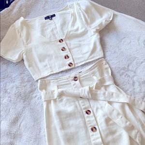 Missguided Two Piece White Skirt Set